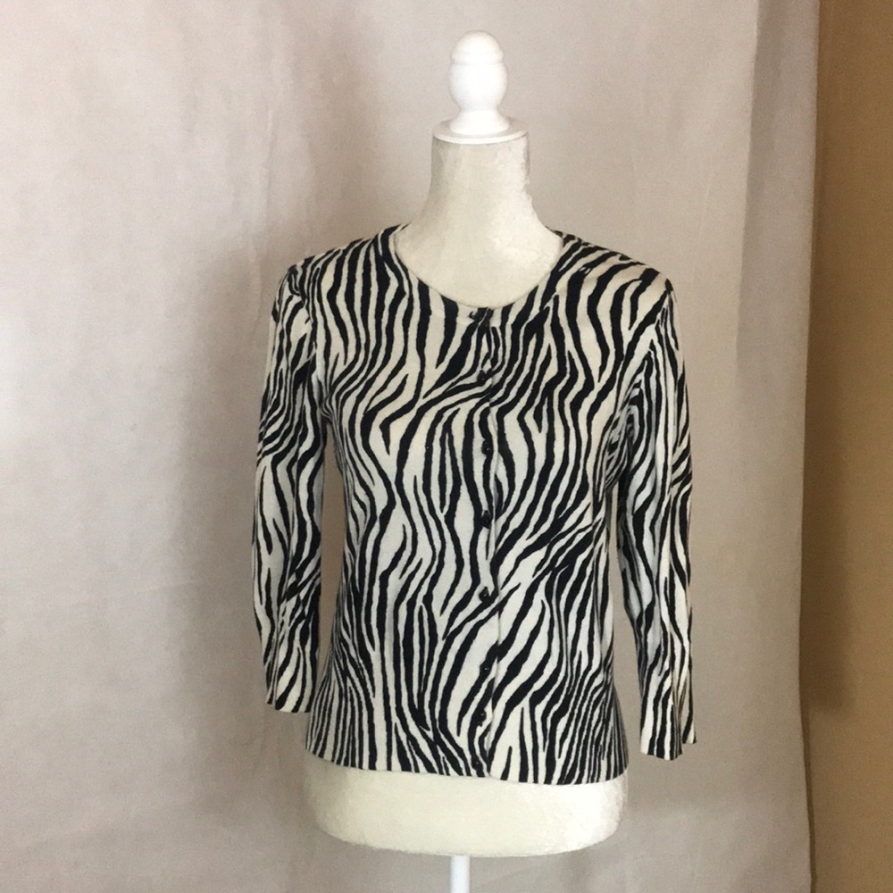 Talbots Zebra Striped Sweater